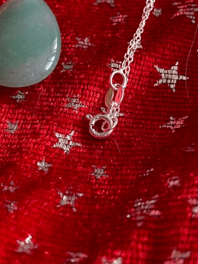 Pendentif Goutte en Aventurine - Chaîne en Argent 925