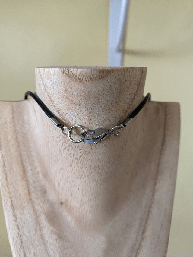 Pendentif Loup en Obsidienne Dorée sur cordon en Cuir - Pendentif Homme