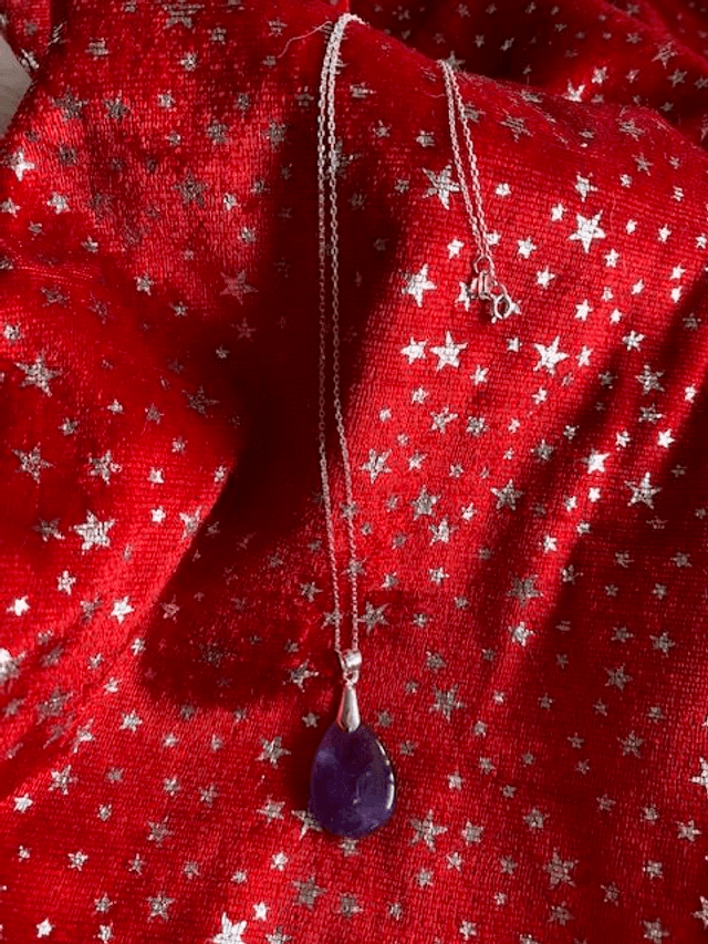 Pendentif Goutte en Améthyste - Chaîne en Argent 925