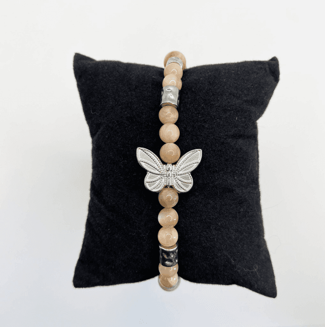 Bracelet &quot;Effet Papillon&quot; – Pierre de Soleil (Tanzanie, Qualité Extra)