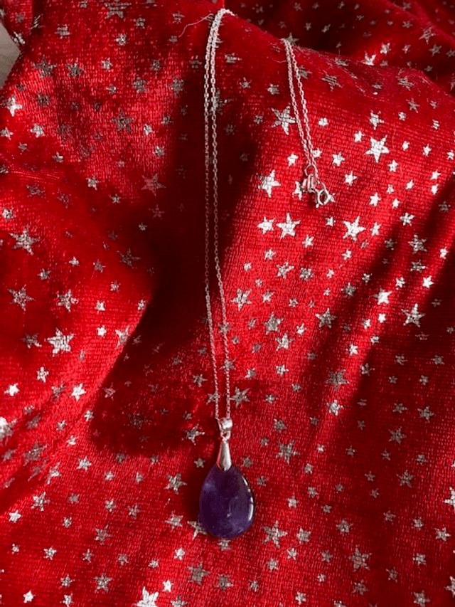 Pendentif Goutte en Améthyste - Chaîne en Argent 925